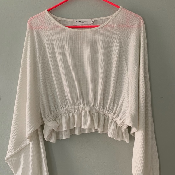 Bohemian White Flowy Crop Top - Picture 1 of 4